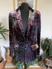 Zara Paisley Mulberry Silk Velvet Blazer Jacket - Size Medium Coat Bloggers Fav