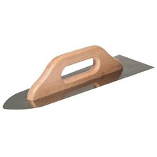 Pointed Flooring Trowel 380mm (15"), Wooden Handle, Stainless Steel, Concrete
