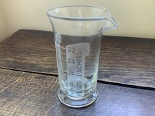 Vintage Etched Glass Apothecary Measuring Beaker 4.5” Ounces & Drachms VGC