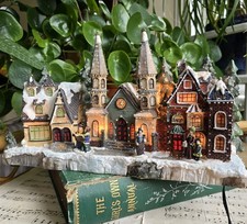 Vintage fibre optic victorian christmas village country cottage decor