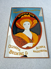 Vintage Olympia Brewing Beer Mirror Picture Retro Pub Bar Advertising Man Cave