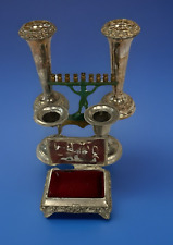 Judaica Silver Plate Collectables Vases Candlesticks Menorah Matches Box
