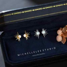 Large Opal Sun Stud Earrings
