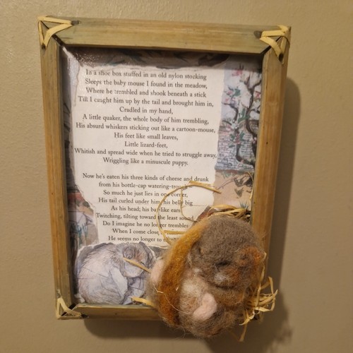 Handmade needle felted mouse - needle,