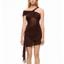 Ronny Kobo Brown Mesh Bodycon