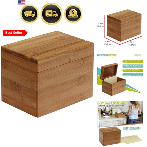 Bamboo recipe box with - box,
