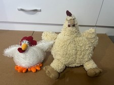 2x France Rooster Hen Chicken Soft Toy Plush Sphere Intel