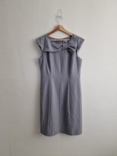 Sandra Darren Dress Size 14 Grey Bow Smart Work Office Occasion