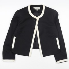 Hobbs Women's Black White Trim Blazer Jacket UK 8 Classic Tailored Workwear