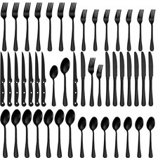 48-Piece Black Silverware Set