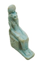ANCIENT EGYPTIAN FAIENCE SEATED STATUETTE OF SEKHMET CA 1000-500BCE