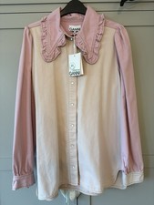 Ganni Pink Denim Shirt BNWT - Statement Collar Size 38