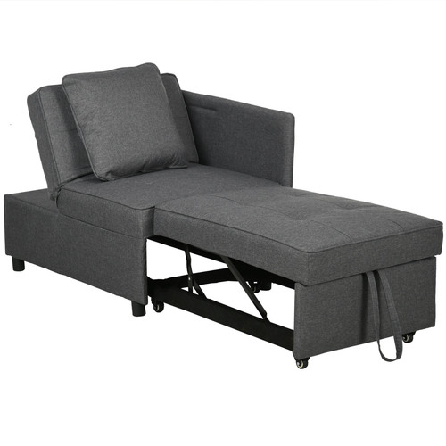 Chair bed grey linen feel - bed, linen-feel