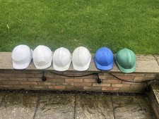 Hard hats safety helmets white X 4 Blue X 1 Green X 1 - No Reserve Clear Out