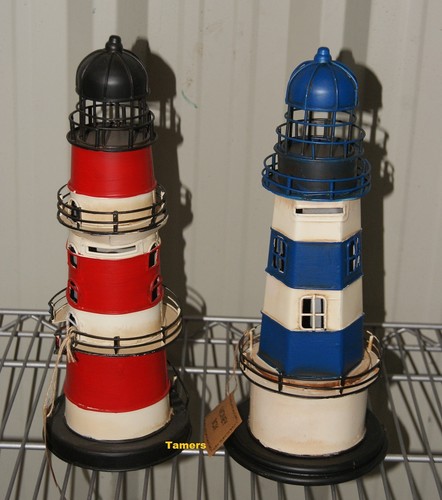 Metal tin lighthouse model - metal,