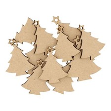 Wooden Christmas Tree With Star & Hole MDF Craft Shape Decoration Embellishment