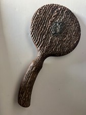 Vintage Faux Stag Deer Antler Dresser Vanity  Hand Mirror Beveled Glass