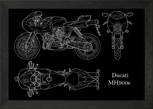 Ducati mh900e blueprint framed - mh900e,