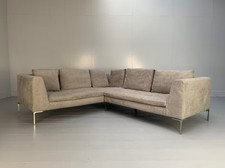 B&B Italia "Charles" L-Shape Sofa - In Pale Grey Boucle