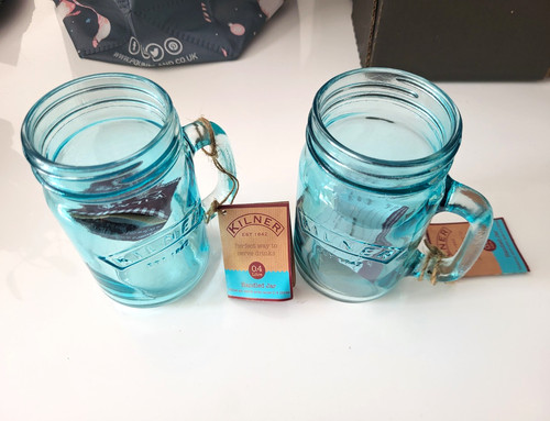 Kilner blue glass - glass, handled