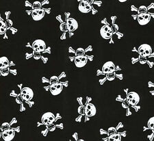Halloween Fabric - Black Skull
