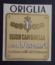 Antique ORIGLIA ELIXIR CAMOMILLA Rivoli TORINO Italy Label Label