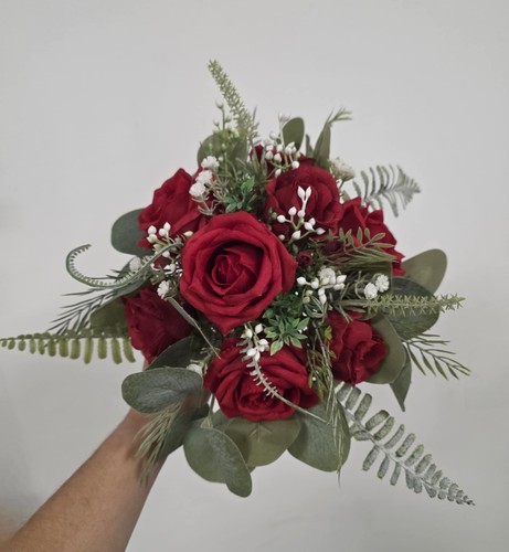 Red wedding bouquet flowers