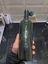 Hall's Wine Tonic 1910s Vintage Glass Bottle Green Wine Bottle
