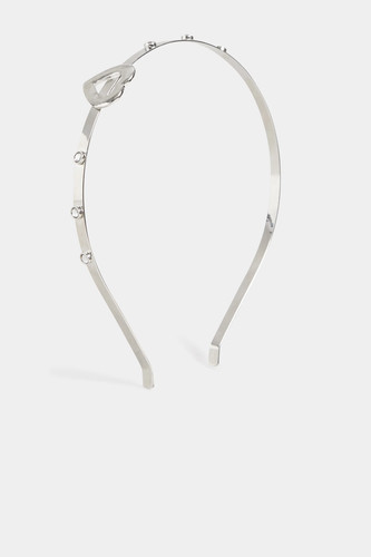 Silver diamante heart headband - diamante,