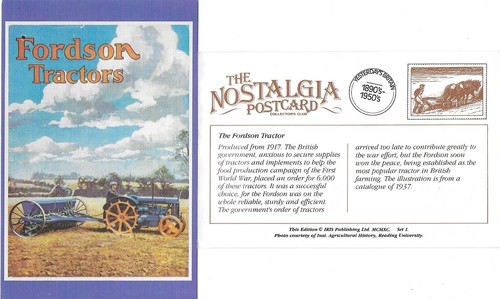Postcard fordson farm tractor - farm,