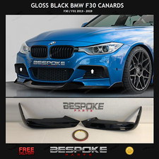 GLOSS BLACK BMW F30 F31 MAD STYLE FRONT SPLITTER LIP CANARDS 2012-2019 M SPORT