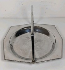 Art Deco Old Hall 18/8 Stainless Steel Cake Plate With Swing Handle