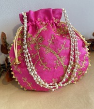 Pink Embroidered Potli bag