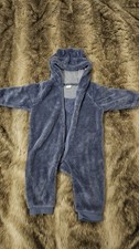 Navy Fleece Baby Boy Pramsuit