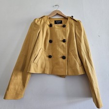 Atmosphere Mustard Yellow Jacket Blazer Military Double Breasted Peplum Size 10