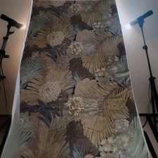 Vintage green floral tropical pattern cotton velvet fabric 133 cm x 204 cm