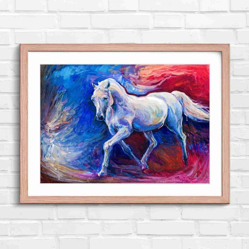 Vibrant white horse art - vibrant,