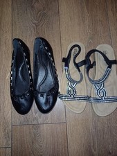 Ladies Size 6 Studded Dolly Shoes And Sparkly Sandals Bundle In Black
