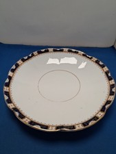 Vintage William Lowe Longton Blue & Gilt China -1 Cake Plate 9"
