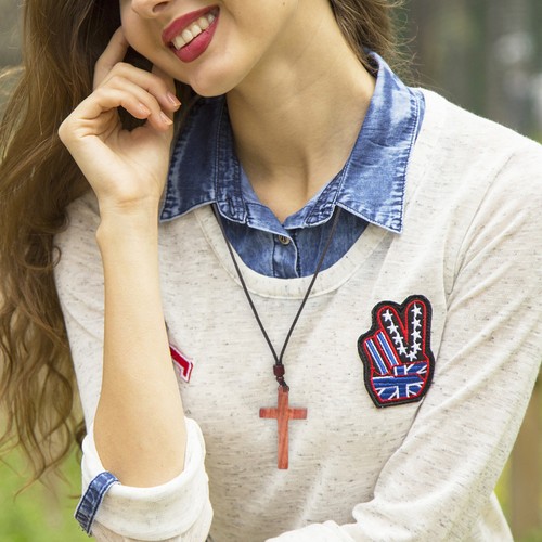 Wooden church necklace men - wooden,