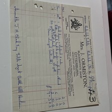 1961 Ormiston Blacksmith Shop Otterburn Newcastle Billhead Receipt