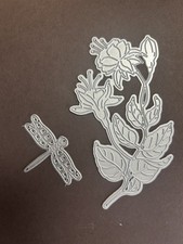Dragonfly, Flower 2x Metal Die-cutting Stencils. Used GC