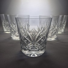 5 Whiskey Tumblers Crystal Glasses Georgian Cut 300ml  9cm Vintage Old Fashioned