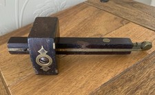 Vintage Adjustable Sliding Wooden Marking Gauge 7.5” Brass Inlay Carpentry Tool