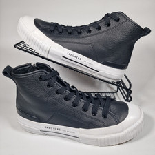 Skechers Trainers Womens Size 5 New Moon Black Leather High Top Shoes Sneakers