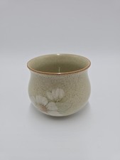 Denby Daybreak - Open Sugar Bowl White Floral Beige Green Stoneware - Chipped