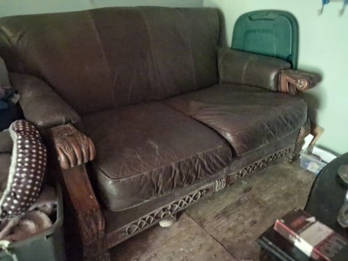 Brown leather sofa - leather, w/