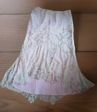 Ronit Zilkha 100% Silk Pink Floral Ladies Dipped Hem Skirt UK 14, W32