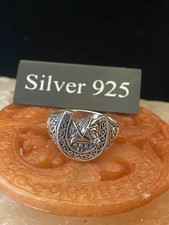 Silver Horse Head In Horseshoe Signet Ring
