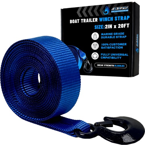 Boat winch strap with hook - with,